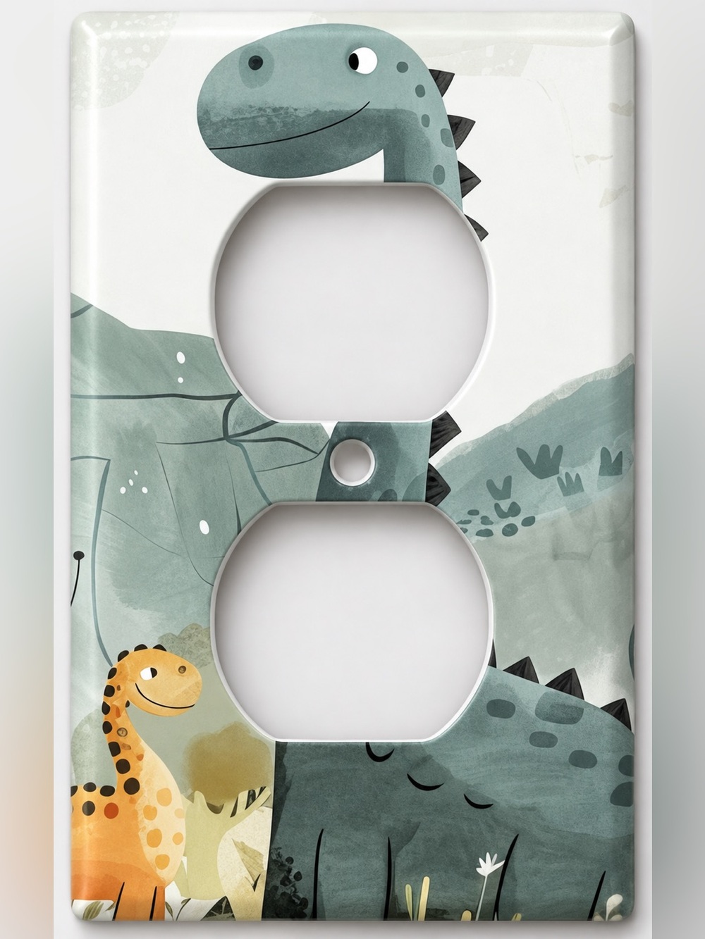 Handmade Cute Dinosaur Nursery Duplex Outlet Cover Plate